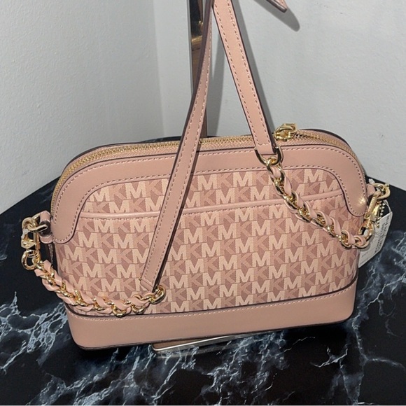 MICHAEL KORS Signature Jet Set Charm Small Dome Pink Crossbody NWT- MINOR DAMAGE - Picture 9 of 11